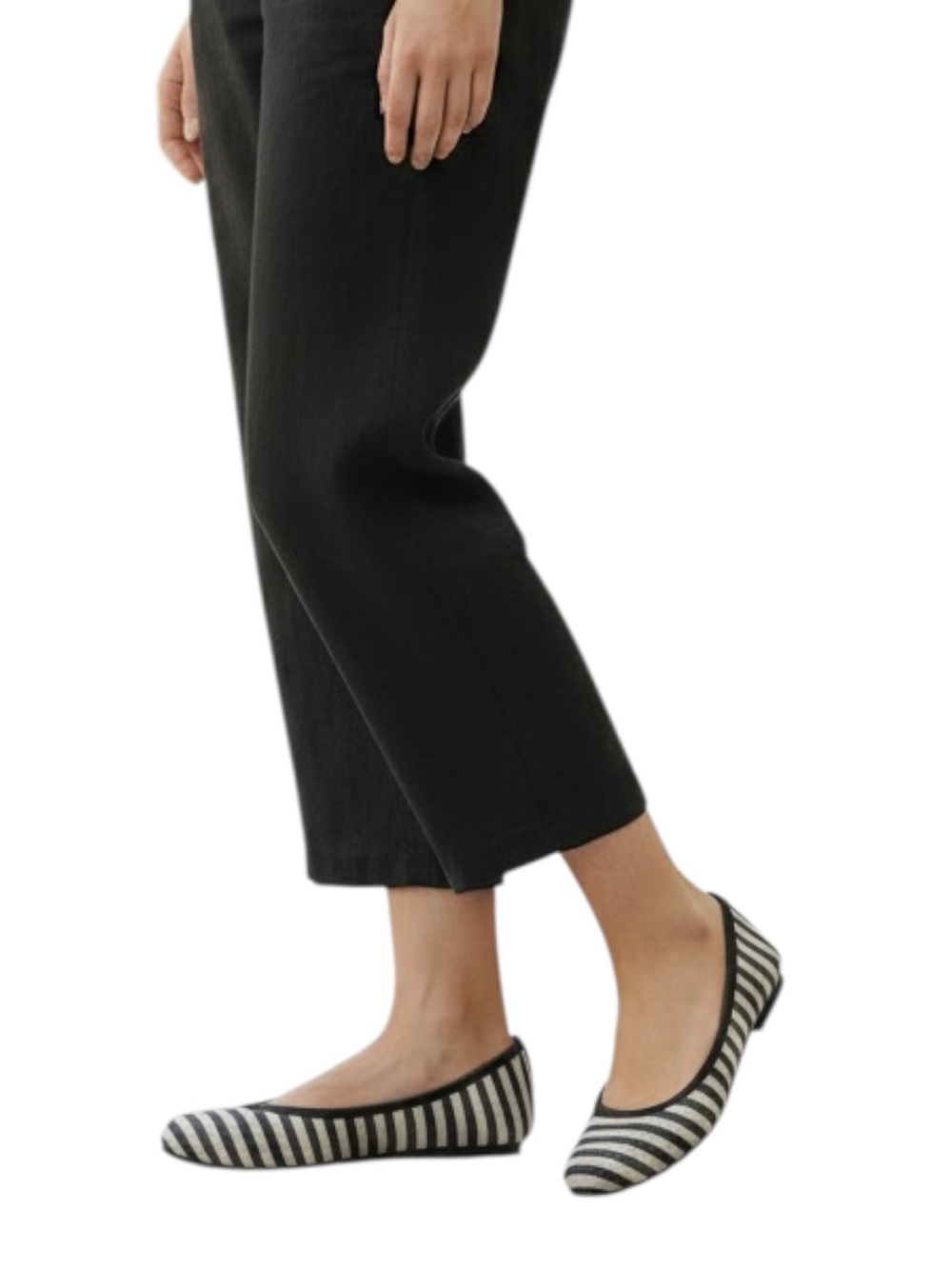 NEW French Sole FS/NY Olivia Ballet Flats Black Beige Stripe Made In Spain SZ 9 - Picture 2 of 16